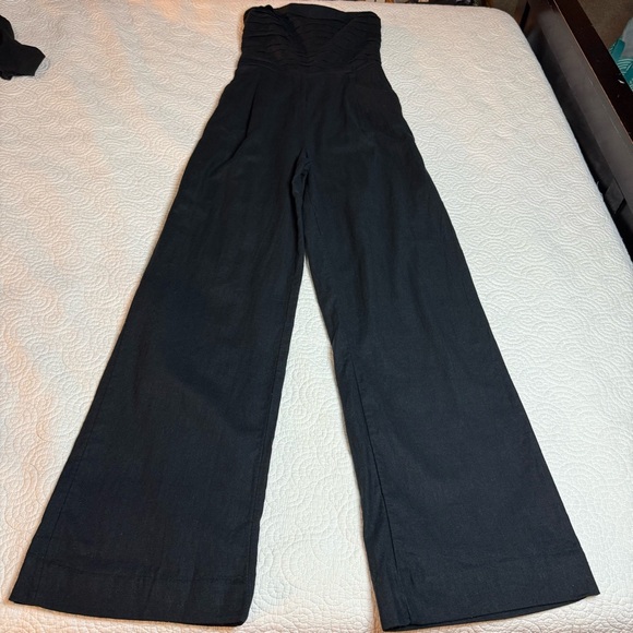 Abercrombie & Fitch Black Strapless Jumpsuit Flare - Picture 8 of 13